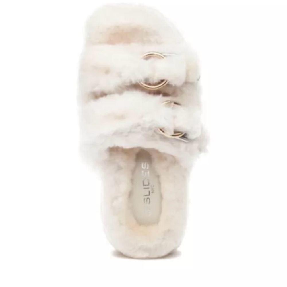 JSlides Brooke Shearling Women's Slippers Shoes Slides Natural Size 8 New
